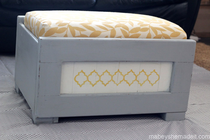 Hand-painted Ottoman Makeover | Mabey She Made It #furniture #ottoman #makeover