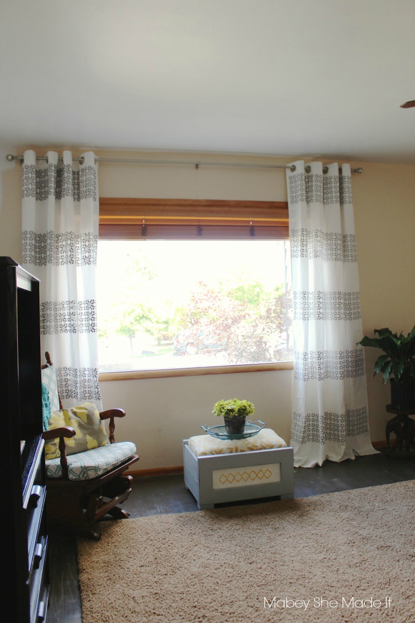 DIY Stenciled Curtains | Mabey She Made It | #curtains #stencil #homedecor #royaldesignstudio