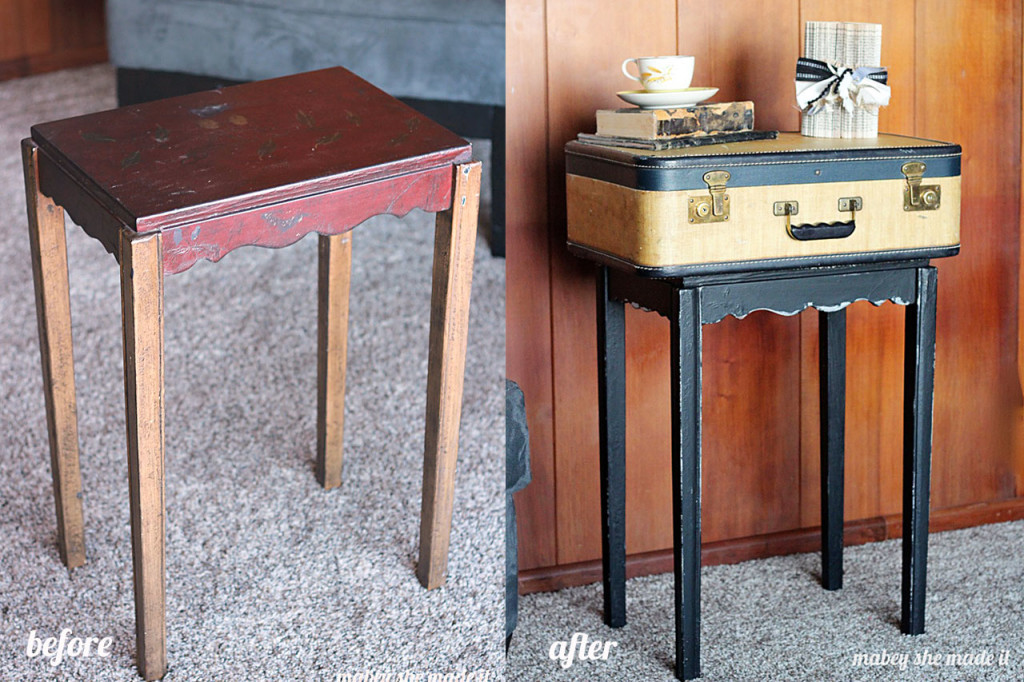 Vintage Suitcase Table Makeover Mabey She Made It