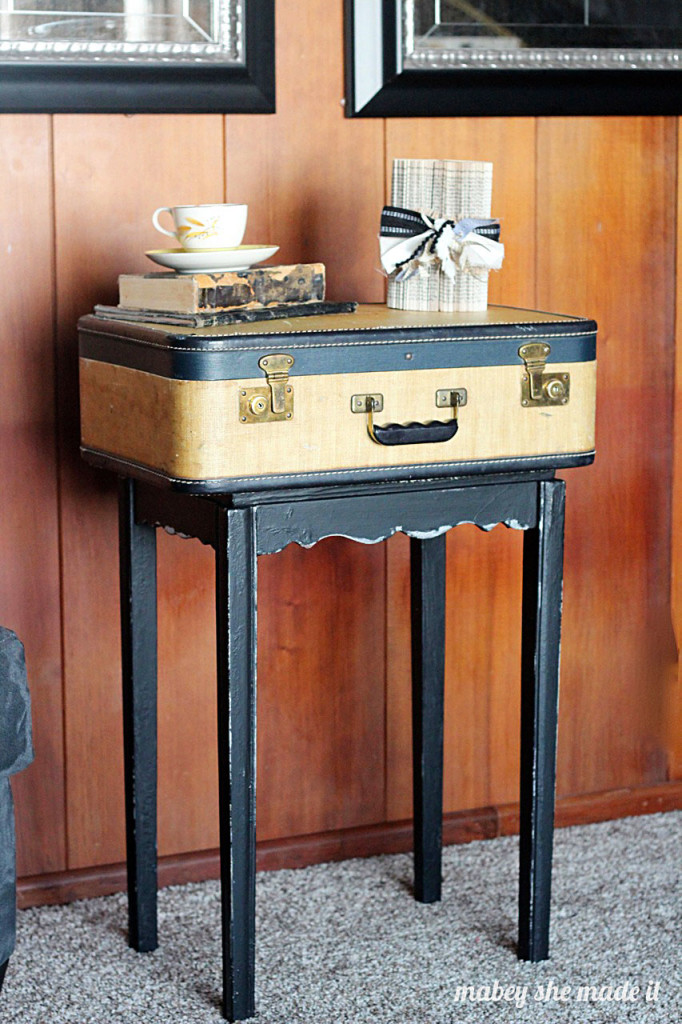 Vintage Suitcase Table Makeover Mabey She Made It