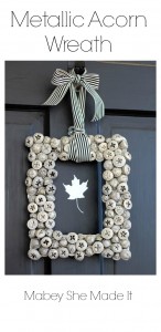 Metallic Acorn Wreath | Mabey She Made It | #wreath #acorn #fall #autumn #autumndecor