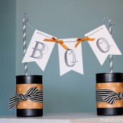 Boo Pennant Cans | Mabey She Made It | #halloween #pennants #watercoloring #party