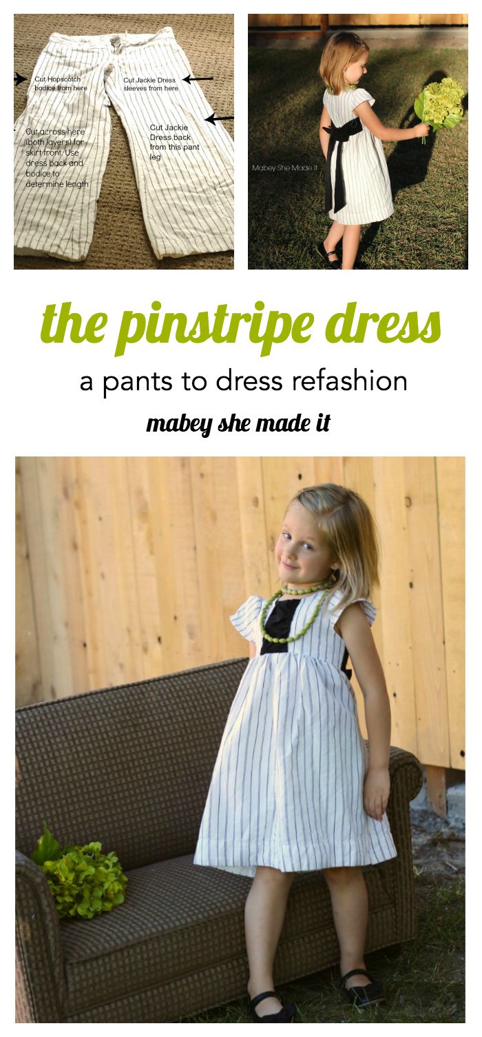 Refashioned Pinstripe Dress | Mabey She Made It