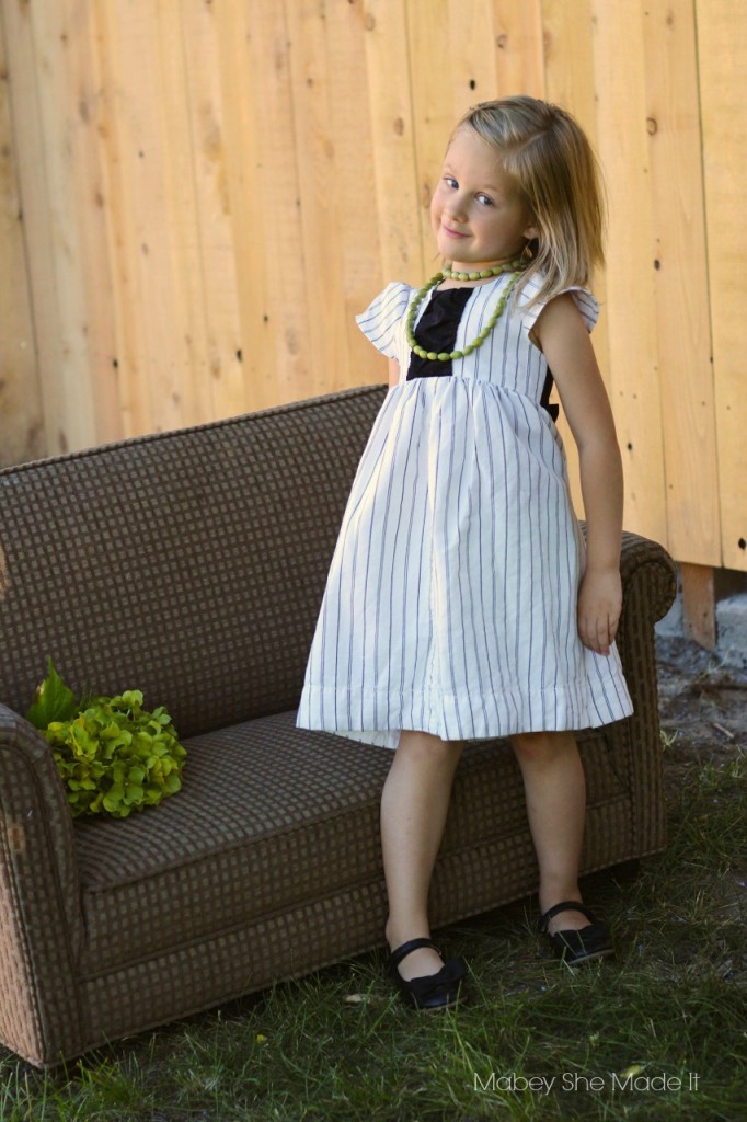 Pinstripe Dress | Mabey She Made It | #upcycle #sewingforkids #sewing #pr&p