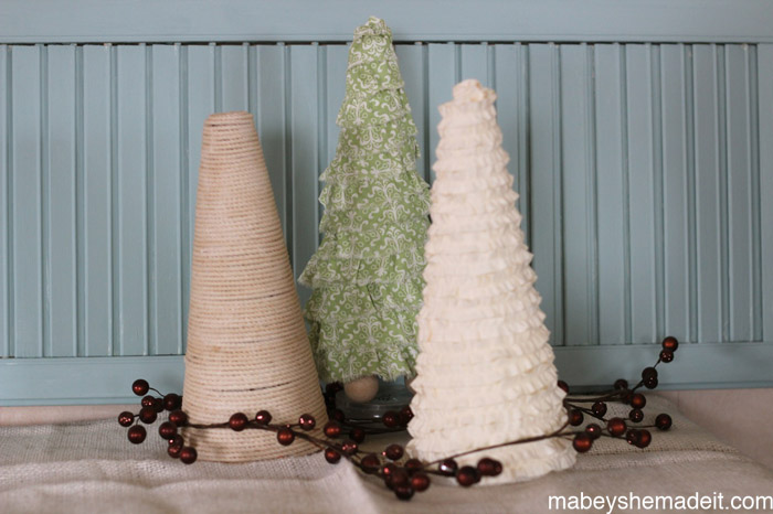 Christmas Cone Trees | Mabey She Made It for Made From Pinterest | #christmas #cone #christmasdecor #christmascrafts