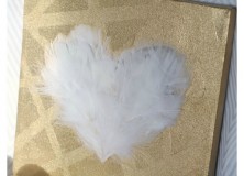 “Love” Feathered Heart Canvas