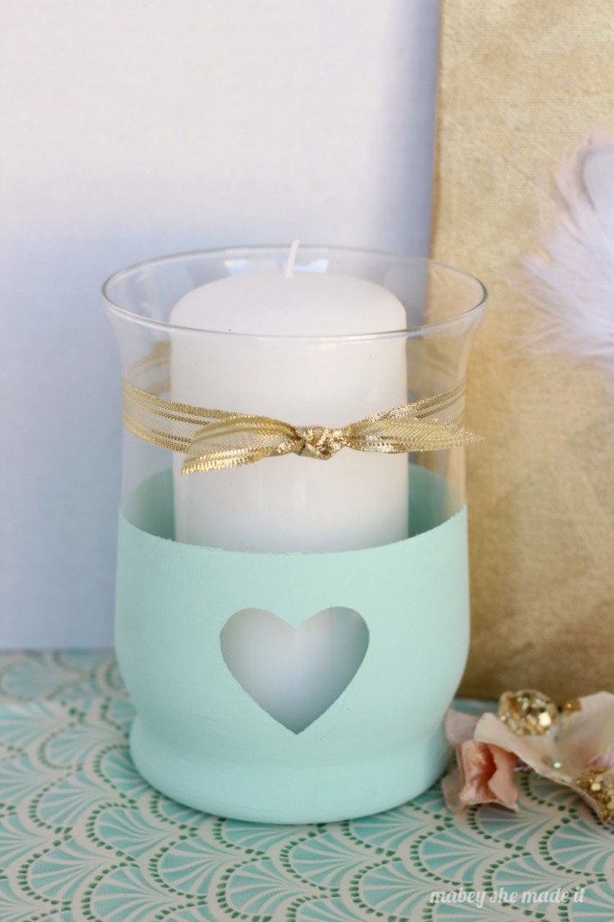 Chalk Paint Heart Candle Holder | Mabey She Made It | #chalkpaint #valentinesday #love