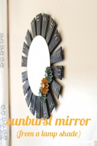 This gorgeous sunburst mirror used to be a lamp shade! Click through to see the transformation and make one yourself.