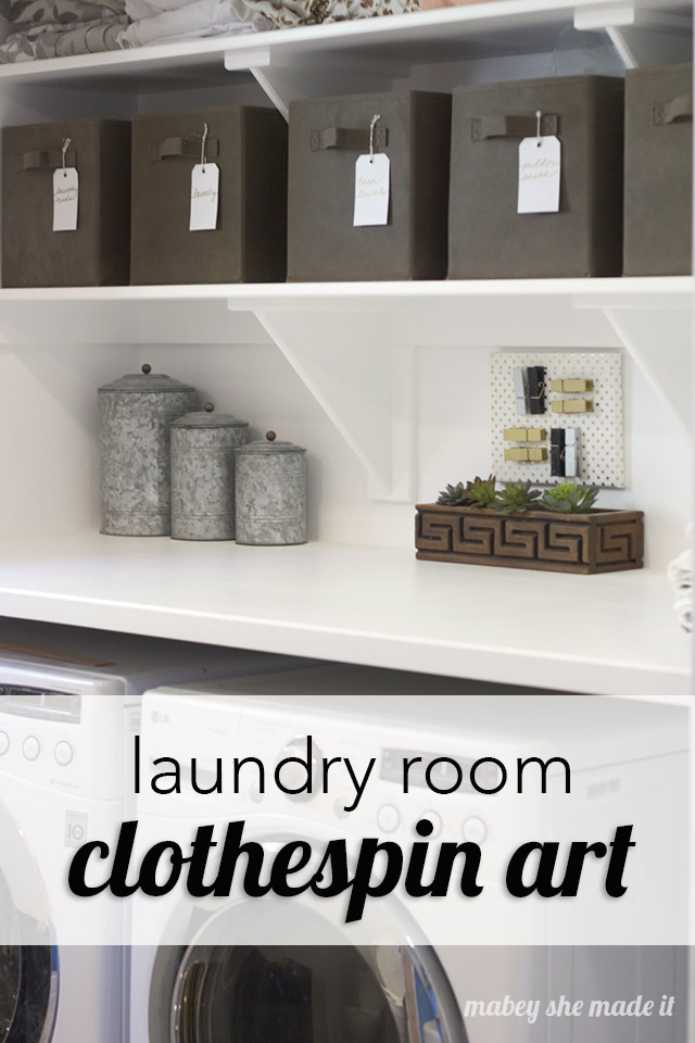 Super easy laundry room clothespin art tutorial.