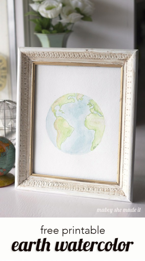 Download this free printable earth watercolor for a beautiful display. There are also other versions with quotes